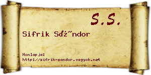 Sifrik Sándor névjegykártya